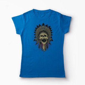 Tricou Craniu Indian - Femei-Albastru Regal